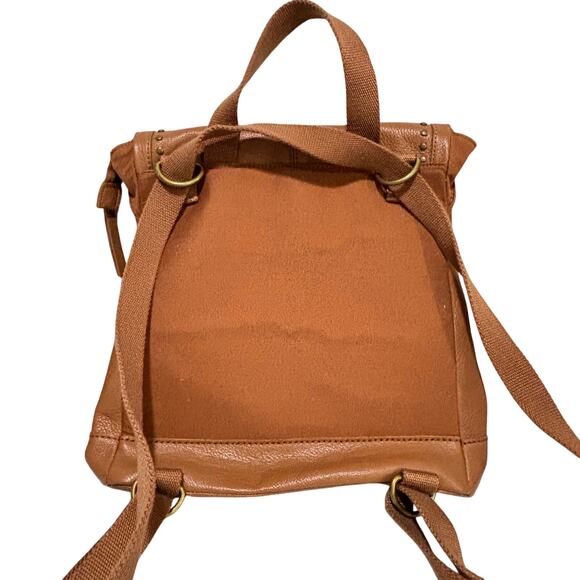 The Sak caramel brown leather messenger bag studded backpack Boho casual purse - Picture 8 of 10